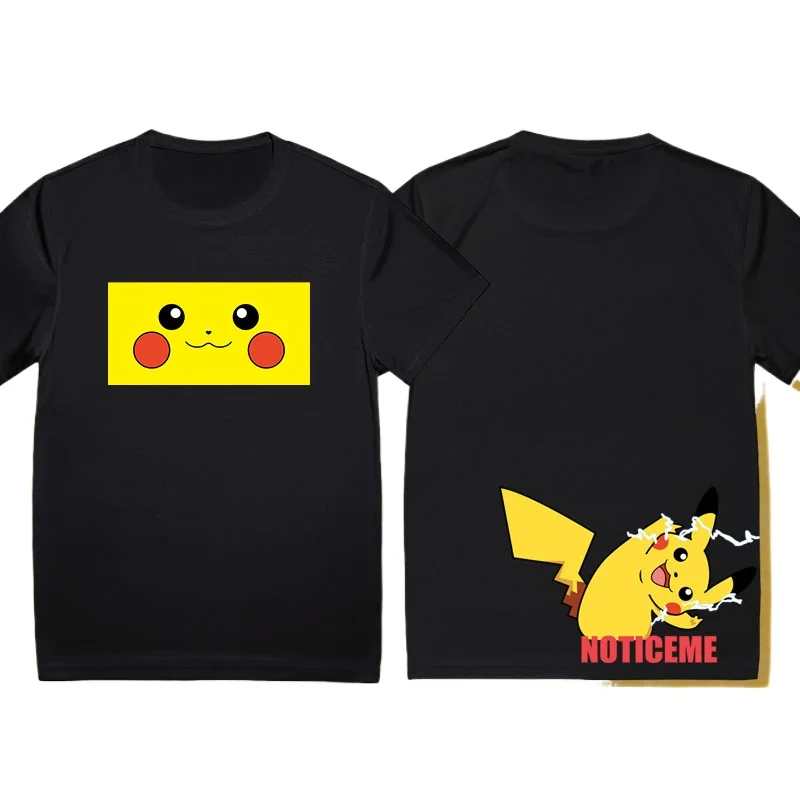

MINISO Pokémon Anime Peripheral Pikachu Printed T-shirt Short Sleeved Men's and Women's Summer Harajuku Loose Casual Top Tee