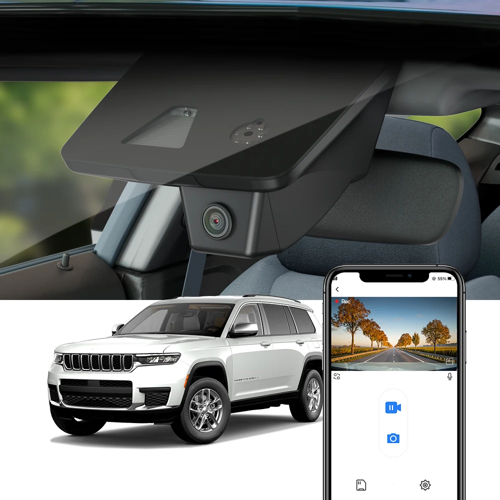 Fitcamx 4K Dash Cam for Jeep Grand Cherokee 2018-2022, Integrated Car DVR, 2160P Video Recorder with WiFi, G-Sensor