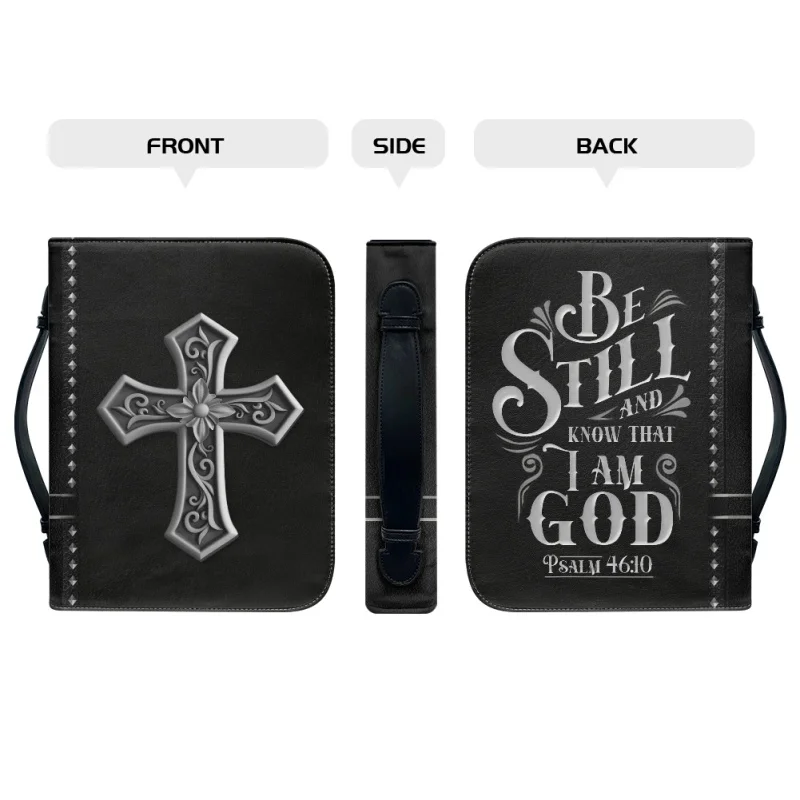 Be Still And Know That I Am God Personalized Print Church Bible Cover Case PU Handbags Study Book Holy Storage Box For Women