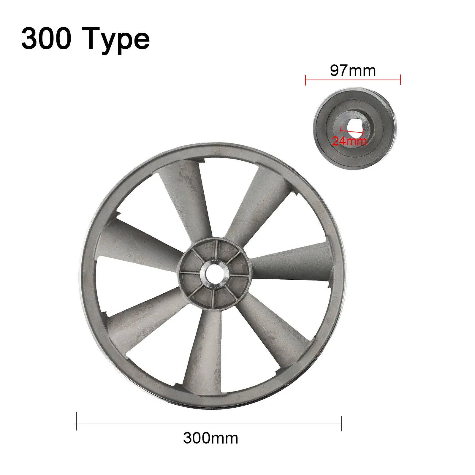 Flywheel Pulley and Matching Motor Pulley for Air Compressors A-Type Triangle Belt Use 265mm or 300mm Diameter