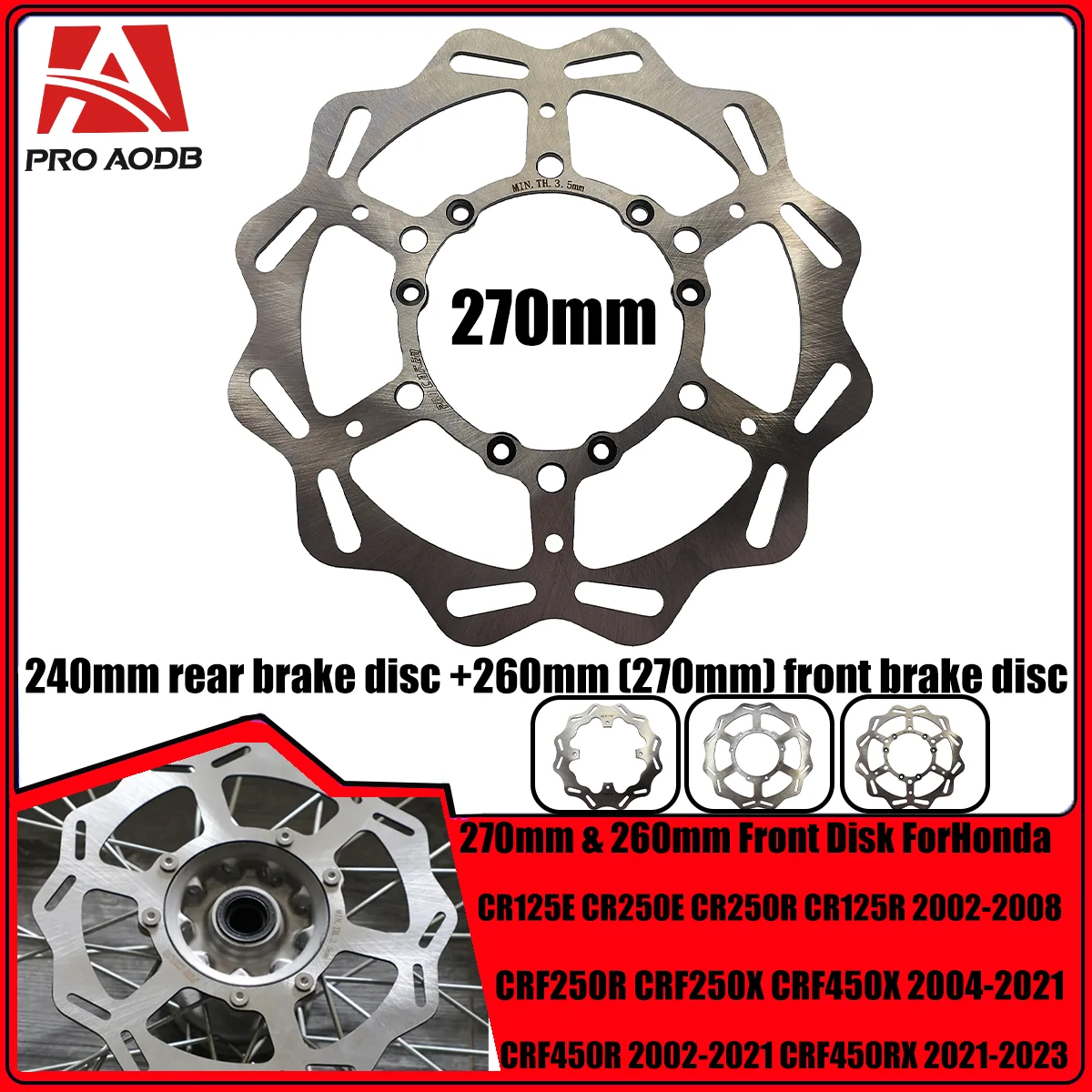 

Motorcycle CNC 240mm 260mm 270mm front and rear brake discs High quality aluminum alloy for Honda CRF250R CRF250X 2004-2017