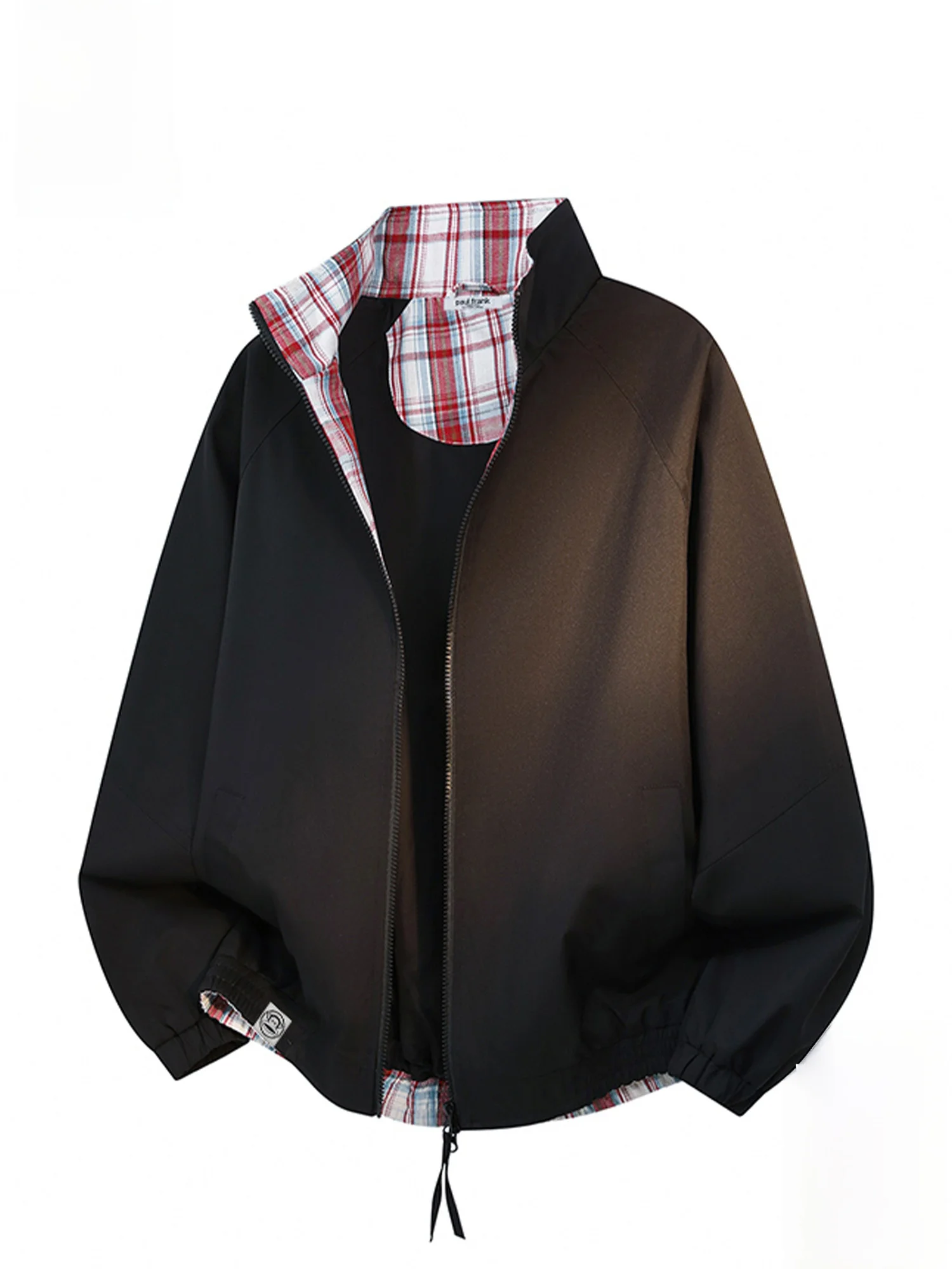 

Мужская свободная повседневная куртка Paul Frank Spring Trendy в клетку с пэчворком, воротником-стойкой, на молнии, из полиэстера, с длинными рукавами