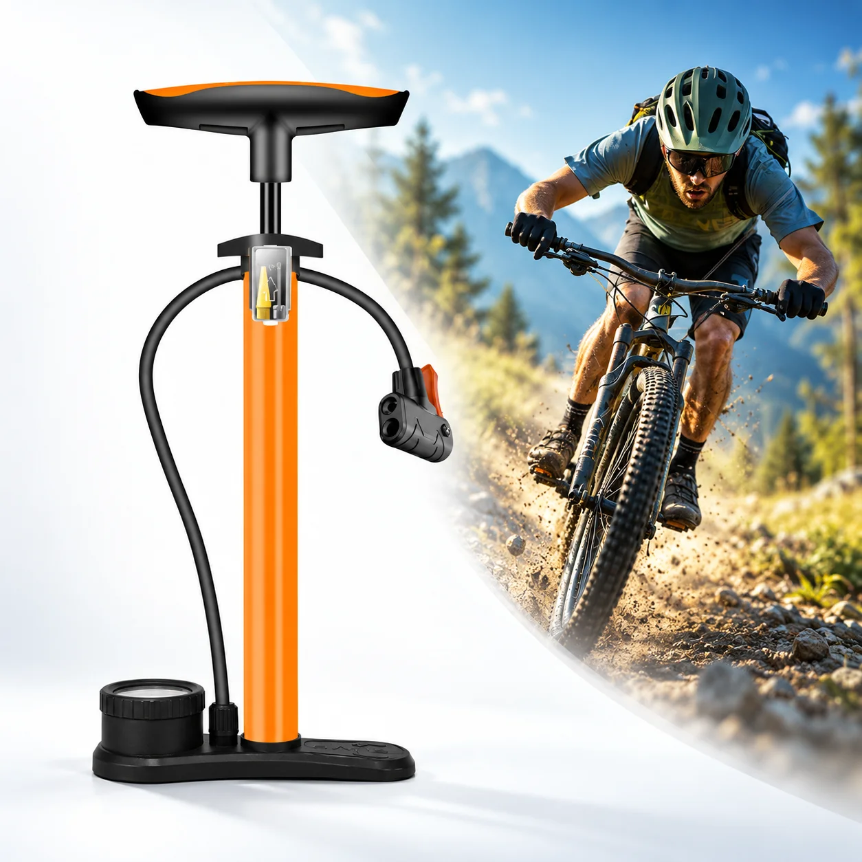 bomba-de-piso-para-bicicleta-de-alta-pressao-com-manometro-cabeca-de-valvula-dupla-grande-volume-de-ar-inflador-de-pneus-para-mtb-e-bicicletas-de-estrada