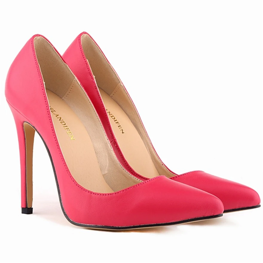 Primavera sapatos de casamento da moda de couro fosco feminino laranja azul vermelho saltos altos stiletto bombas dedo do pé apontado senhoras