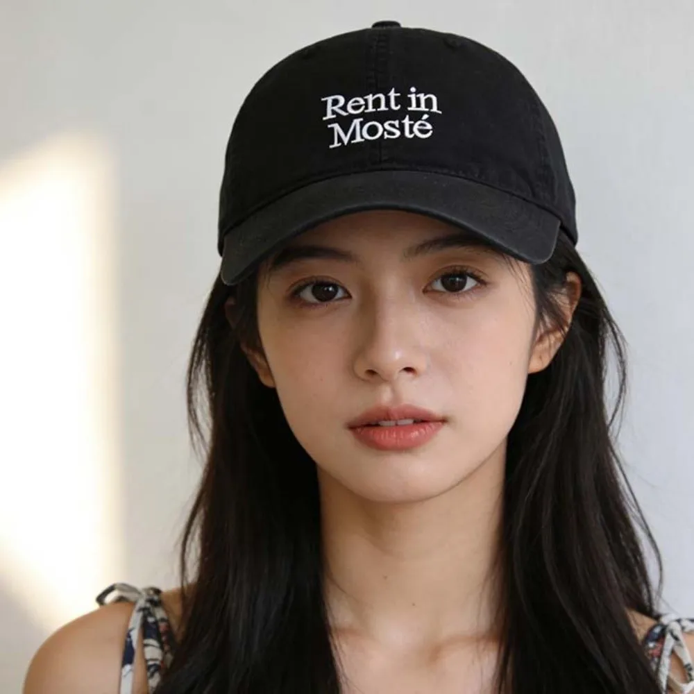 Soft Top Construction Embroidered Baseball Cap Big Head Friendly Low Profile Design Retro Lettered Duckbill Cap