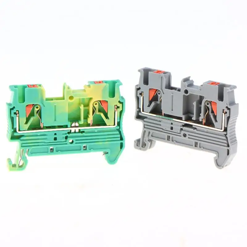 PT2.5 DIN Rail Spring Terminal Block Set 5/10PCS with PE End Cover Anti-Oxidation for Marine Electrical Equipment Wiring Upgrade
