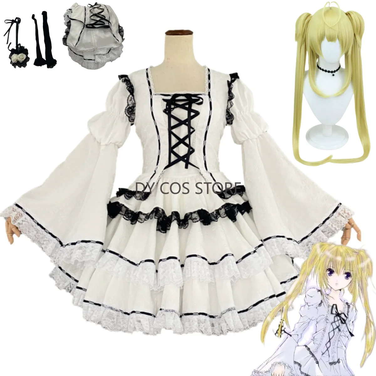 

Аниме Шуго Чара Цукиёми Утау Косплей Костюм Белое Платье Принцессы Юбка Лолиты Парик Женский Сексуальный Милый Костюм Для Дня Рождения