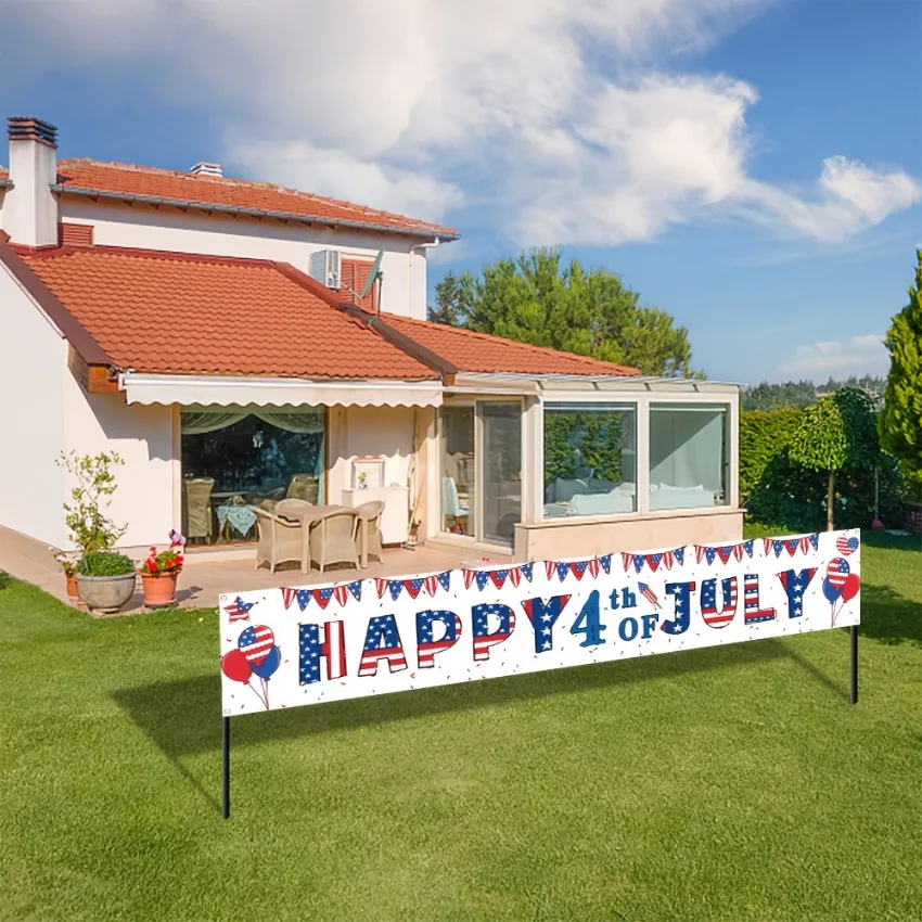 Independence Day Party Banner 300x50cm American Holiday Decoration for July 4th Home Patio Outdoor Decor