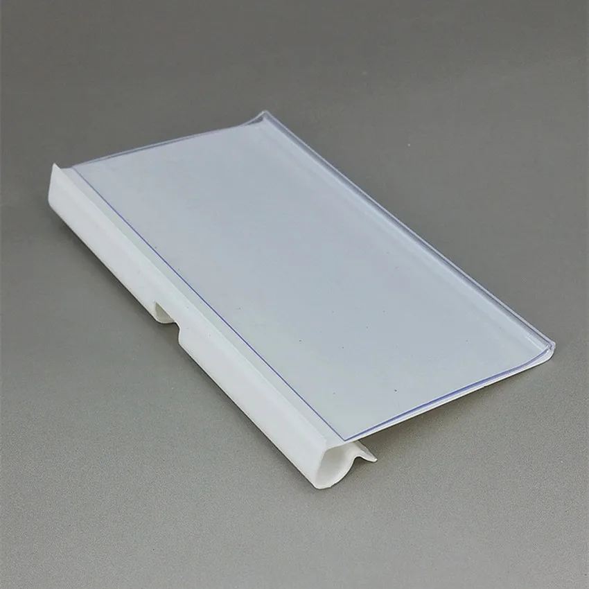 In White Plastic PVC Price Tag Sign Label Display Hanging Holders Supermarket Storage Shelf Rack Hooks 100pcs