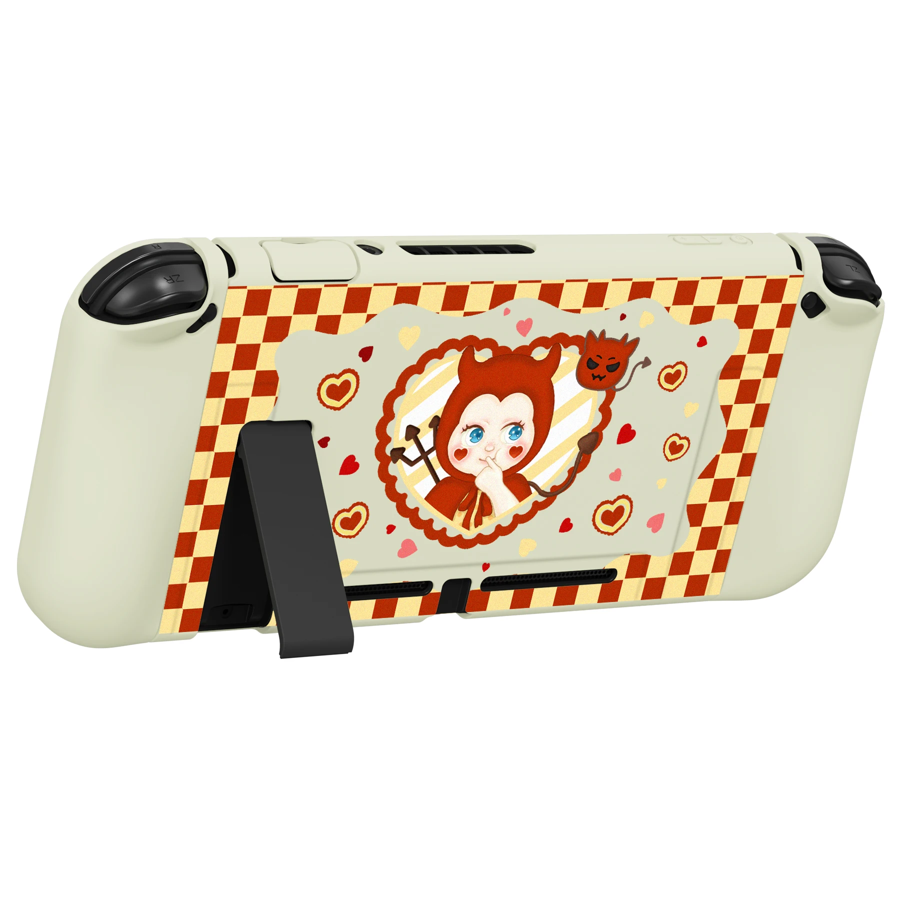 PlayVital ZealProtect miękkie etui ochronne na przełącznik NS z nakładki na przyciski i przyciski kierunkowe i osłony ekranu Little Devils