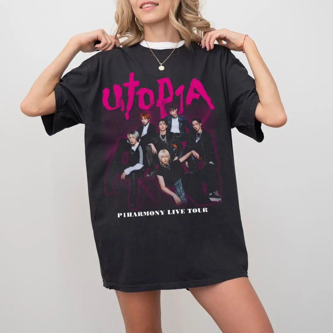 Винтажная Футболка P1Harmony Live Tour UTOP1A P1Harmony World Tour, рубашка P1Harmony Merch, рубашка Keeho Тео Jiung Intak Soul Jongseob