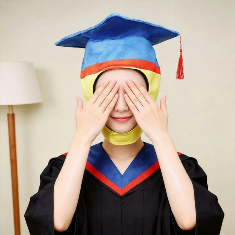 

Adults Teenagers Soft Plush Graduation Cap Men Women Cosplay Hat for Fun Costume Parties Role Play Event Accessories Headgear