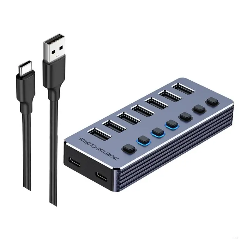 900F 효율적인 USB3.0 스플리터 어댑터 4/7/10 포트 알루미늄 하우징 도크 빠른 전송