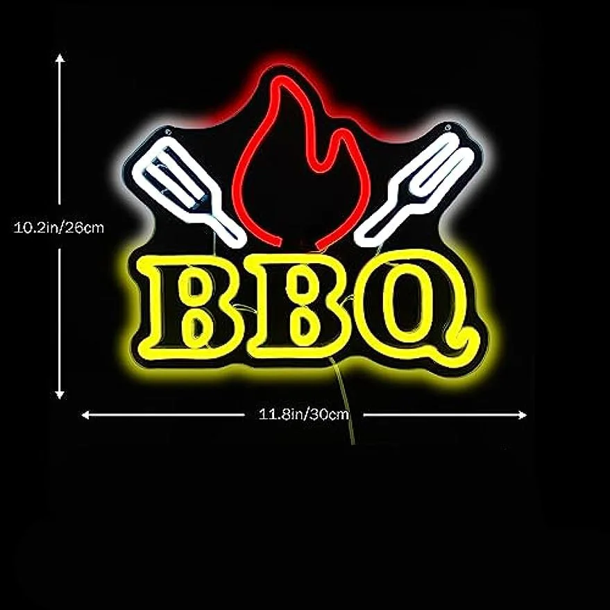 Vibrant BBQ Neon Light Sign-LED Wall Decor for Barbecue Shops Wall decor, Restaurants & Parties-Inviting Ambiance Creator