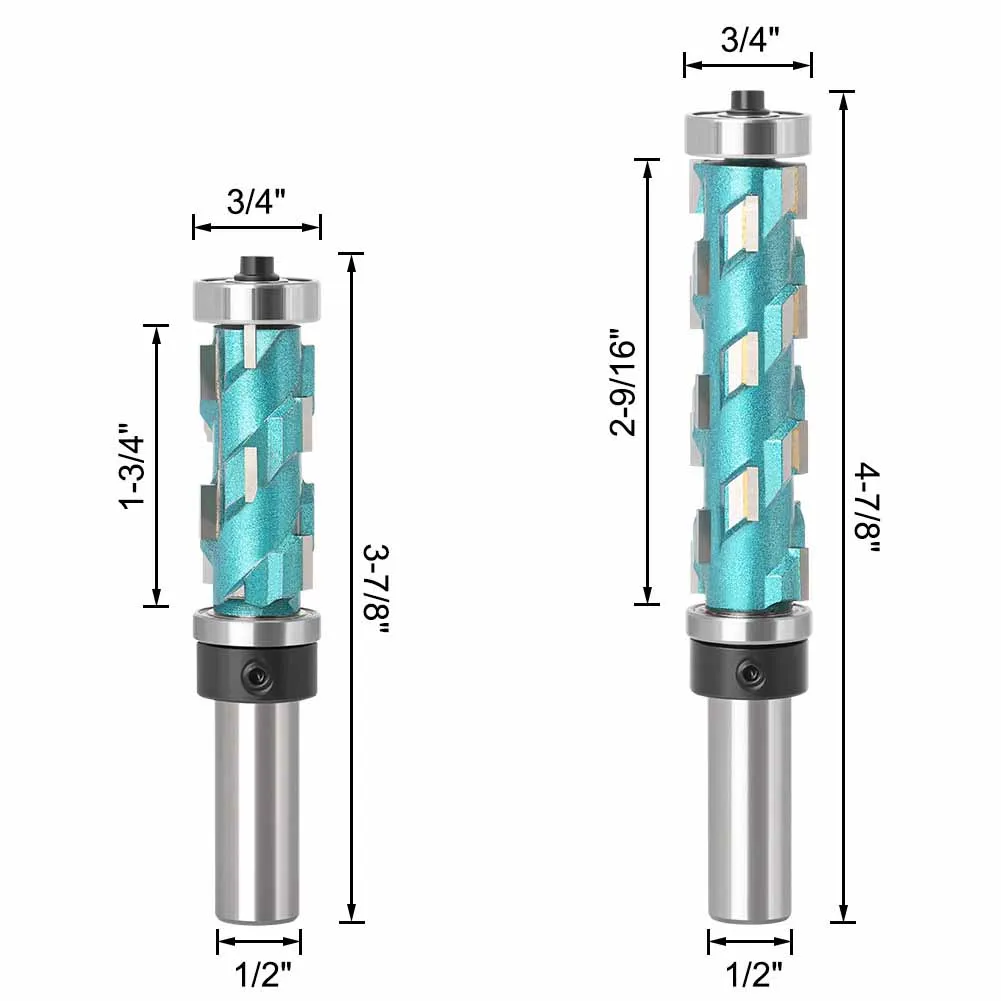 1PC 1/2 12.7MM 12MM Shank Milling Cutter Wood Carving Flush Trim Solid Carbide Spiral Top Bearing Cnc Router Bit Compression-cut