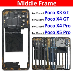 New Middle Frame Bezel Middle Plate Plastic For Xiaomi Poco X3 X4 GT X4 X5 Pro 4G 5G Middle Frame With Volume Button