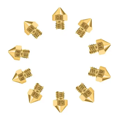 10Pcs MK8 Brass Nozzle 0.4mm Extruder Head Nozzles for Ender-3 Series 1.75mm Filament 3D Printer Parts