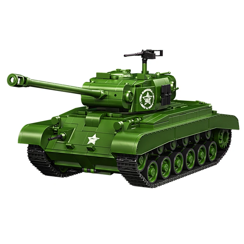 

12GO 97011 Модель американского тяжелого танка M26 времен Второй мировой войны, 1703 шт., набор строительных блоков, военная модель, игрушки «сделай сам», рождественские подарки