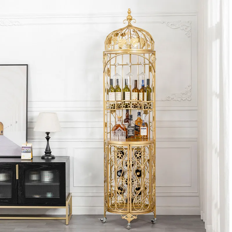 European design wine rack delicate creative multifunctional display wine cabinets movable mobile bar per casa interior furniture
