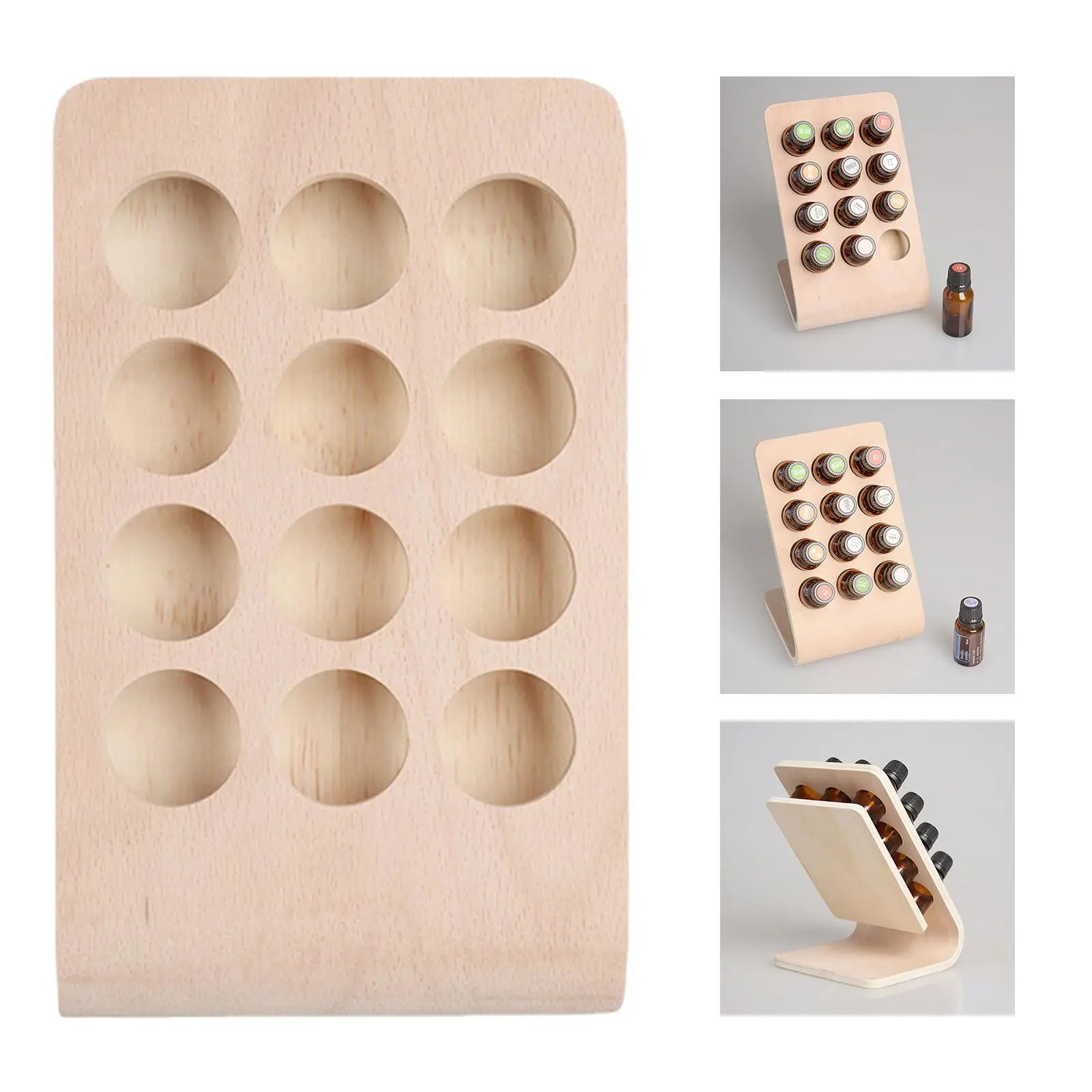 12 Holes 15ML Wood Essential Oil Display Stand Rack for Aromatherapy Perfume