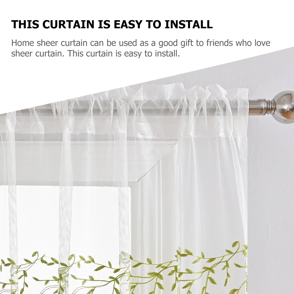

Wicker Pattern Curtain Privacy Screen Bedroom Decorative Net Curtain Home Window Drape Elegant Leaf Design Bedroom Window Sheer