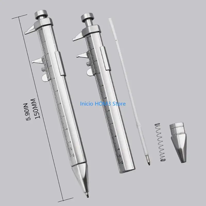 A5YD 2 PCS 휴대용 버니어 캘리퍼 블랙 및 블루 잉크 볼 볼드 포인트 측정 도구 플라스틱