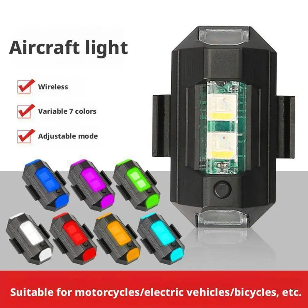 1 قطعة Led العالمي الطائرات ستروب أضواء دراجة نارية المضادة للتصادم تحذير ضوء مع شحن USB 7 ألوان بدوره إشارة المؤشر