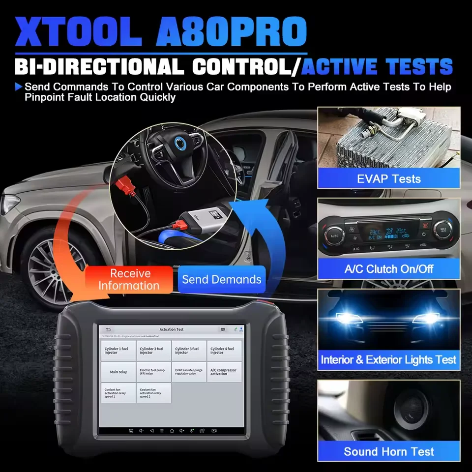 أداة برمجة وحدة التحكم الإلكترونية XTOOL A80PRO، أداة تشخيص، برمجة المفاتيح، ماسح ضوئي للسيارات، 42+ إعادة تعيين، خريطة الطوبولوجيا، CAN FD/DoIP مدمج