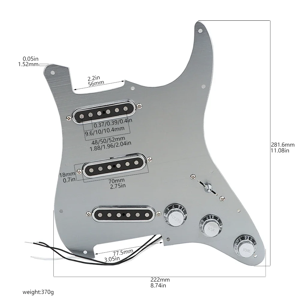 A Set of  Silver  Guitar Loaded Pickguard SSS with Alnico 5 Single Coil Pickups for Strat  Electric Guitar Parts & Accessories