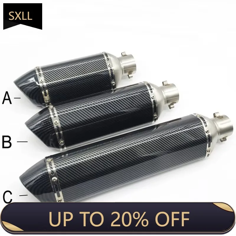 

SXLL Carbon Fiber 51mm Motorcycle Exhaust Modified Exhaust Muffler for FZ6 CBR250 CB600 MT07 ATV Mud Pit Bike