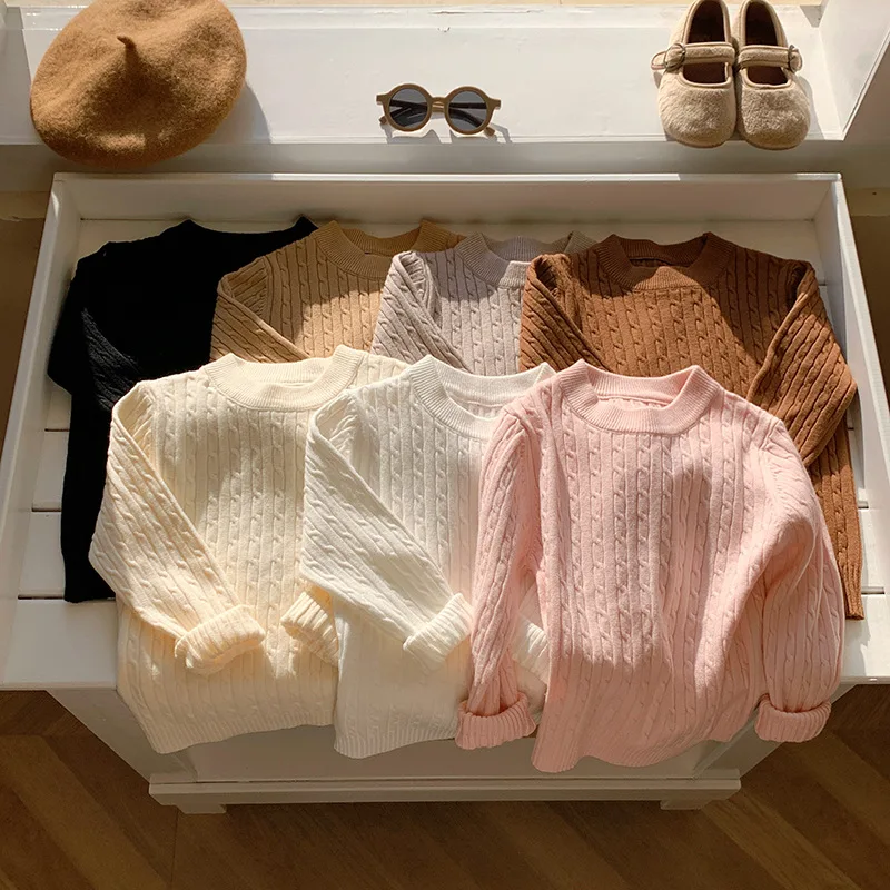 

Autumn Winter Clothes Children Undershirt Clothing Boy Girl Clothes Gift Toddler Baby Knitwear Sweater Round Neck Kids Sweaters