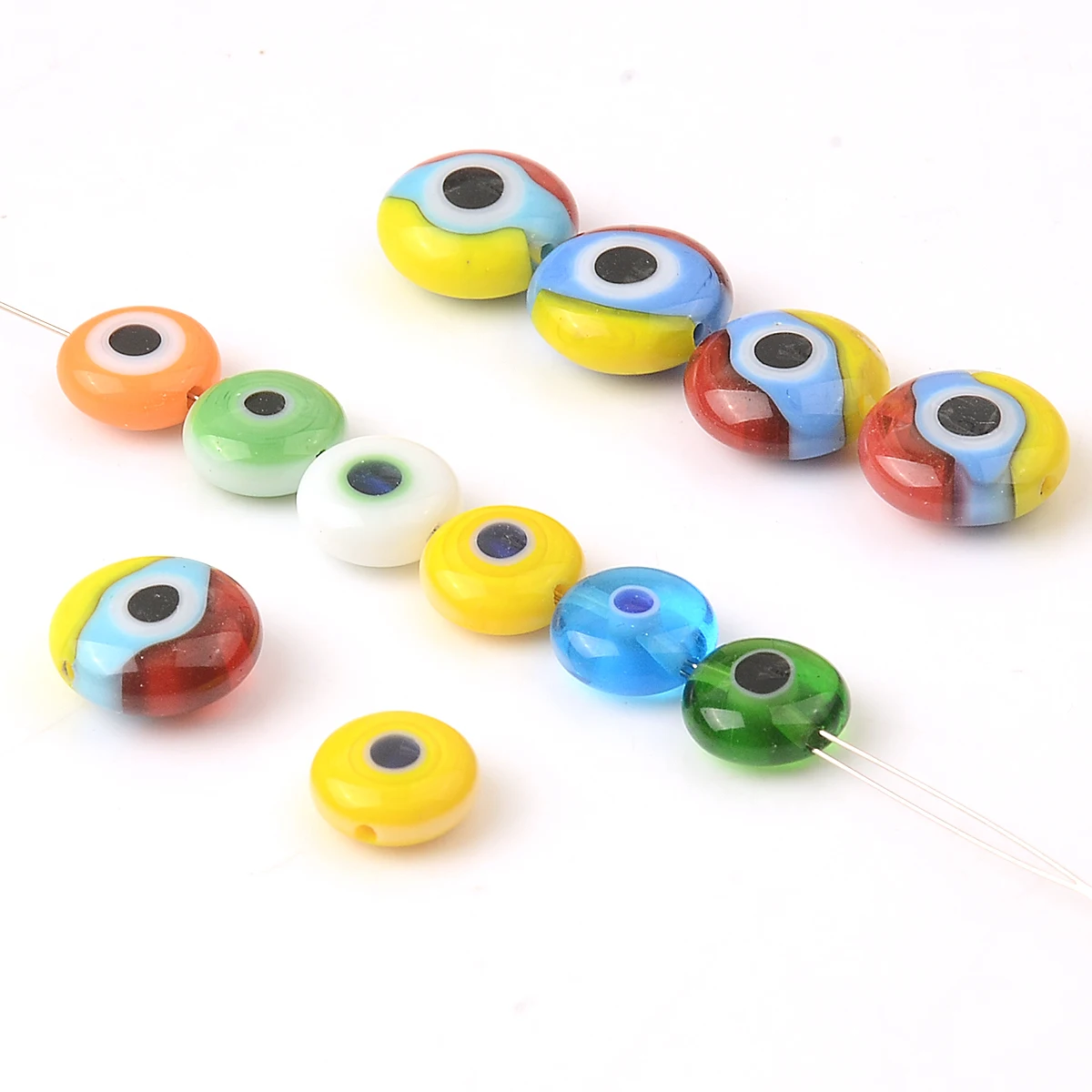 8/10mm Flat Round Eye Glazed Glass Beads For Jewelry Making DIY Seiko Pendant Bracelet Necklace Phone Chains Accessories