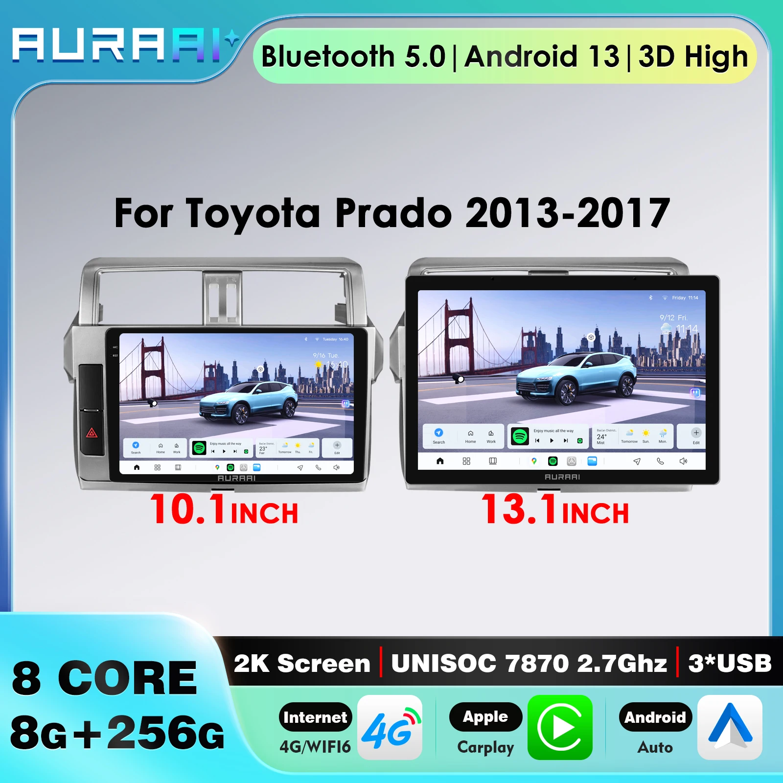 

Беспроводной CarPlay 4G для Toyota Land Cruiser Prado 150 2013-2017 с поддержкой системы JBL, Android Auto, интеллектуального ADAS, экрана и GPS