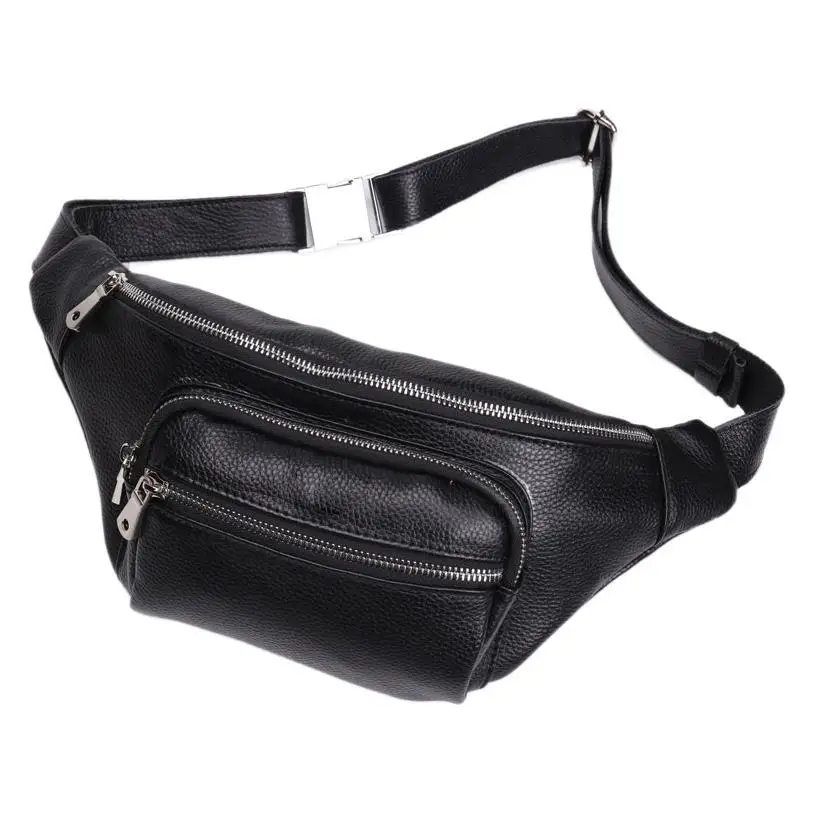 New Men's Genuine Leather Crossbody Bag Top-Grain Cowhide Chest Pack for Phone & Essentials