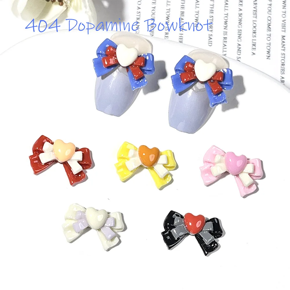 -Dopamine Energy Bow- Nailtip Accessory Double Knots Kiyomi Sailor Girl Nail Design Resin Ornament Love Bowknot Decor 404nailart