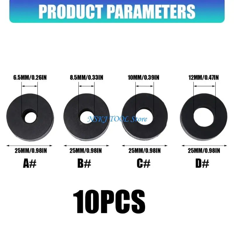 L8RC 10Pcs Rubber Vibration Damping Washer 25 mm Outer Diameter 10 mm Pack