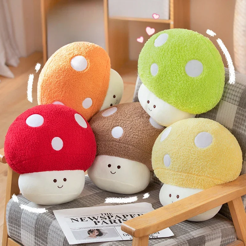 30cm New Style Cute Colorful Mushroom Soft Stuffed Plush Doll Toys Delicate Kawaii Pillows Room Decoration Presents for Friends