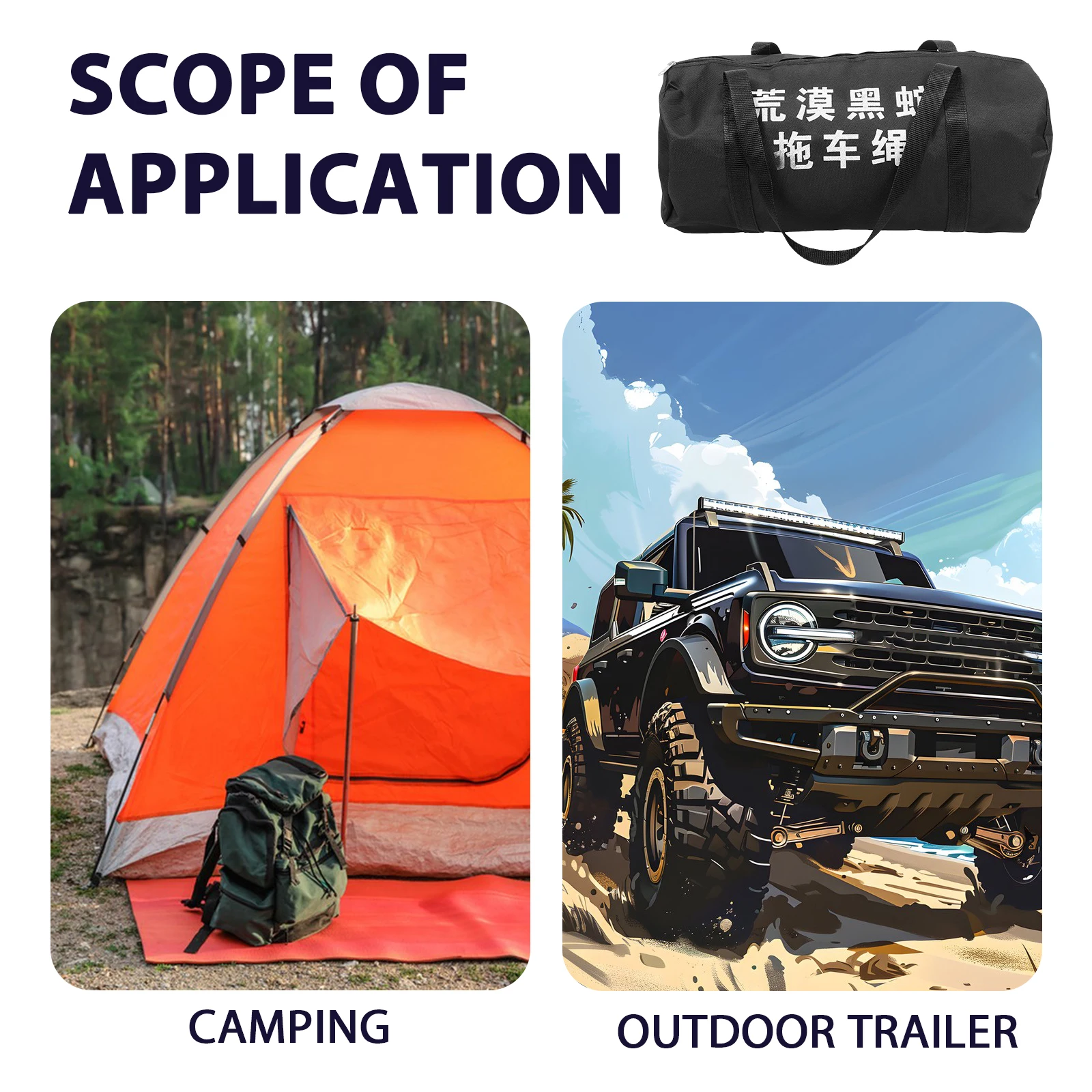 

Towing Rope Storage Bag Large Capacity Lightweight Outdoor ganizer Heavy Duty Polyester Camping Hiking Accessories Zipper