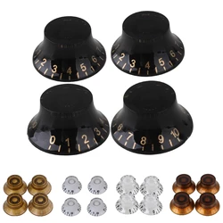 4x Top Hat Transparent Volume Tone Control Knob for Electric Guitar 6mm Dia Hole