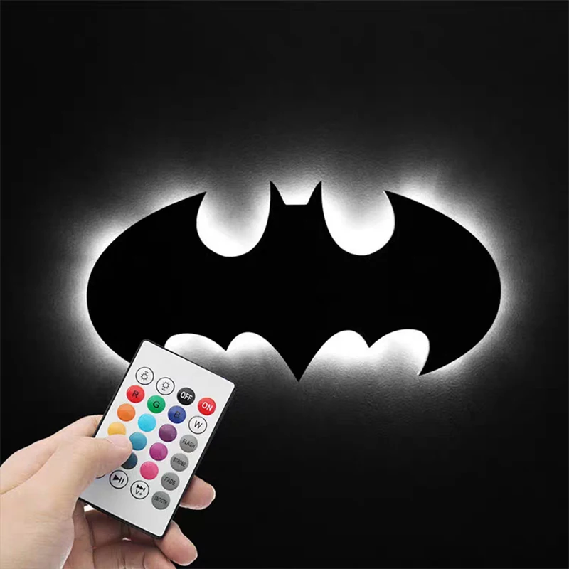 ZK50 Modern USB Cool Glowing Bat LED Wall Light Remote Control Atmosphere Sign Light Interior Decoration Night Light