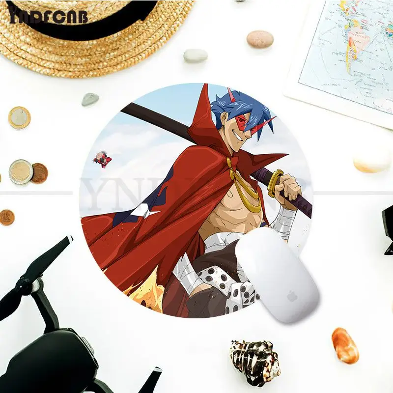 Gurren Lagann 라운드 커스텀 스킨 데스크탑 매트, 학생용 쓰기 패드, 마우스 패드, 사무실 책상 액세서리, 카와이 게임 액세서리