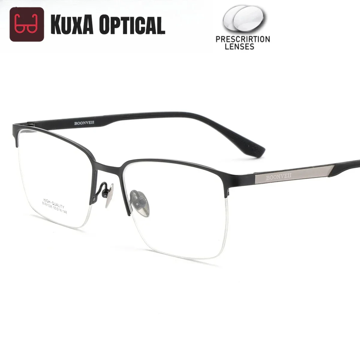 

KUXA металлические мужские полуоптические очки с линзами по рецепту, близорукость, ДОДАТИ, прогрессивные антибликовые повседневные очки
