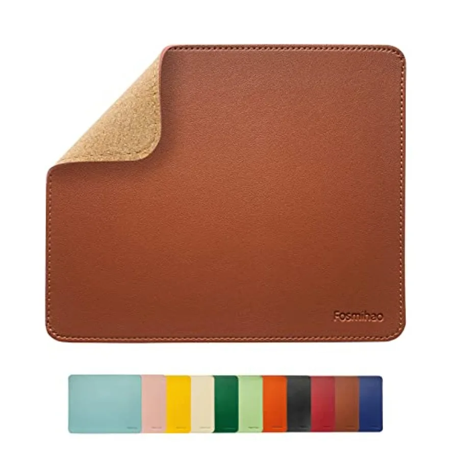 

Leather Mouse Pad - Wooden Double-Sided Mouse Pad with Stitched Edge, Waterproof Ultra-Thin, 10.2 x 8.3 Inch