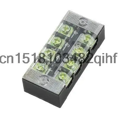 600V 25A Dual Row 4 Position Covered Screw Terminal Strip Barrier
