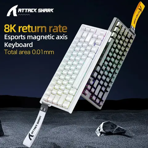 ATTACK SHARK X68HE 자기 기계식 128K 스캔 속도 RG 키보드 0.01mm RT 정확도 B 8K 저지연 E-스포츠 키보드