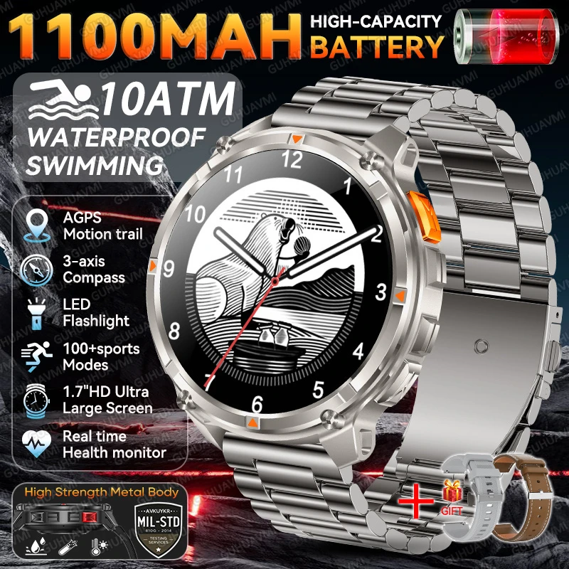2026 Nieuwe T-Rex3 Pro GPS Tracker Smartwatch Heren 120-daagse Stand-by 1100mAh Klok Robuuste Outdoor Sport 10ATM Waterdicht Belhorloge