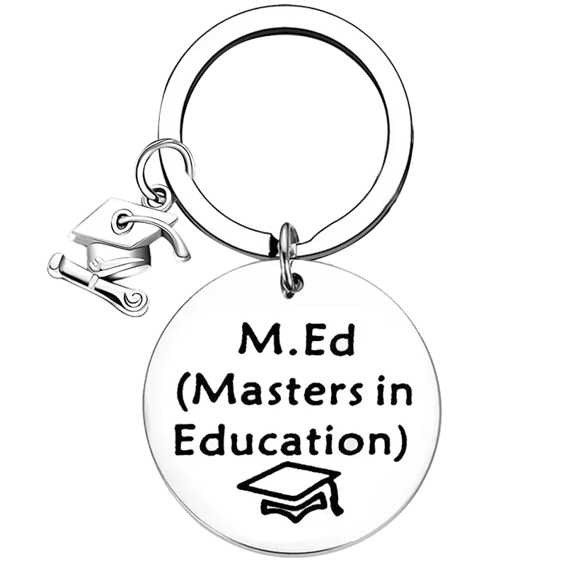 Teacher Graduation Gift Keychain Masters Degree in Education Key Chain Pendant Jewelry College Graduate Gift