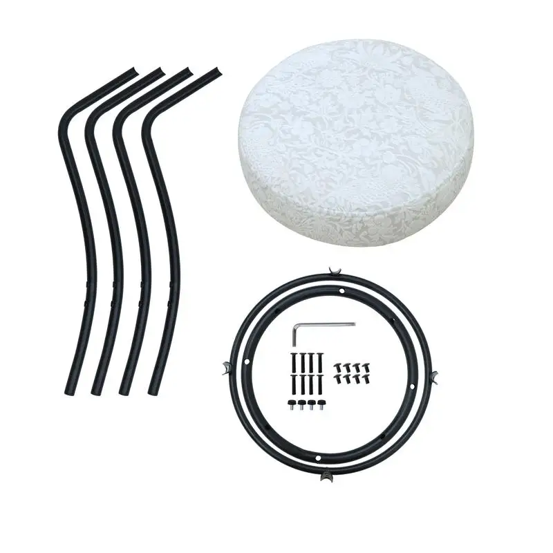 Sgabelli da bar da bancone con stampa floreale da 29 pollici, set di 2 sgabelli da bar rotondi imbottiti per cucina e sala da pranzo in bianco e nero