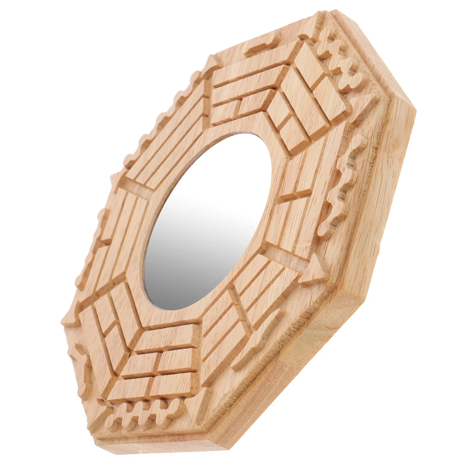 

Traditional Wooden Bagua Mirror Feng Shui Convex Wall Decor for Home Office Lucky Protection Bagua Mirror Feng Shui Wall Decor