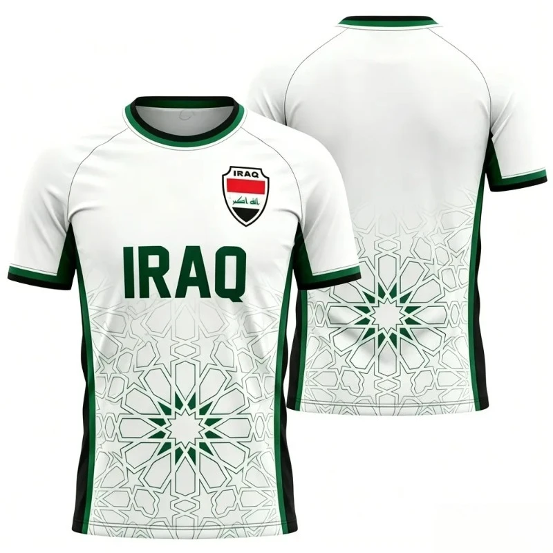 Iraqi National Team s Summer 3D Printed style Football Jerseys and T shirts Are Loose Comfortable Suitable for Daily Wear